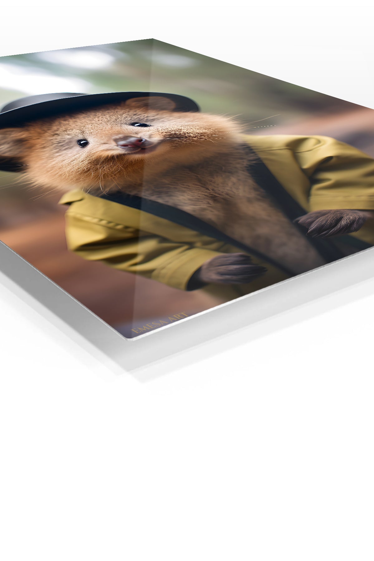 Orca Breach at Mountain Lake premium metal wall art – angled view