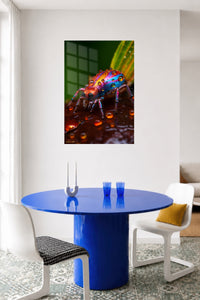Cool Eagle in Red Sunglasses metal wall art displayed in a contemporary living space