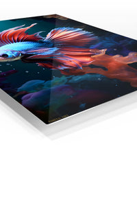 Blue-Eyed Husky in Snow premium metal wall art – angled view