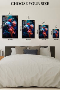 EMESA metal wall art size comparison guide for Blue-Eyed Husky in Snow