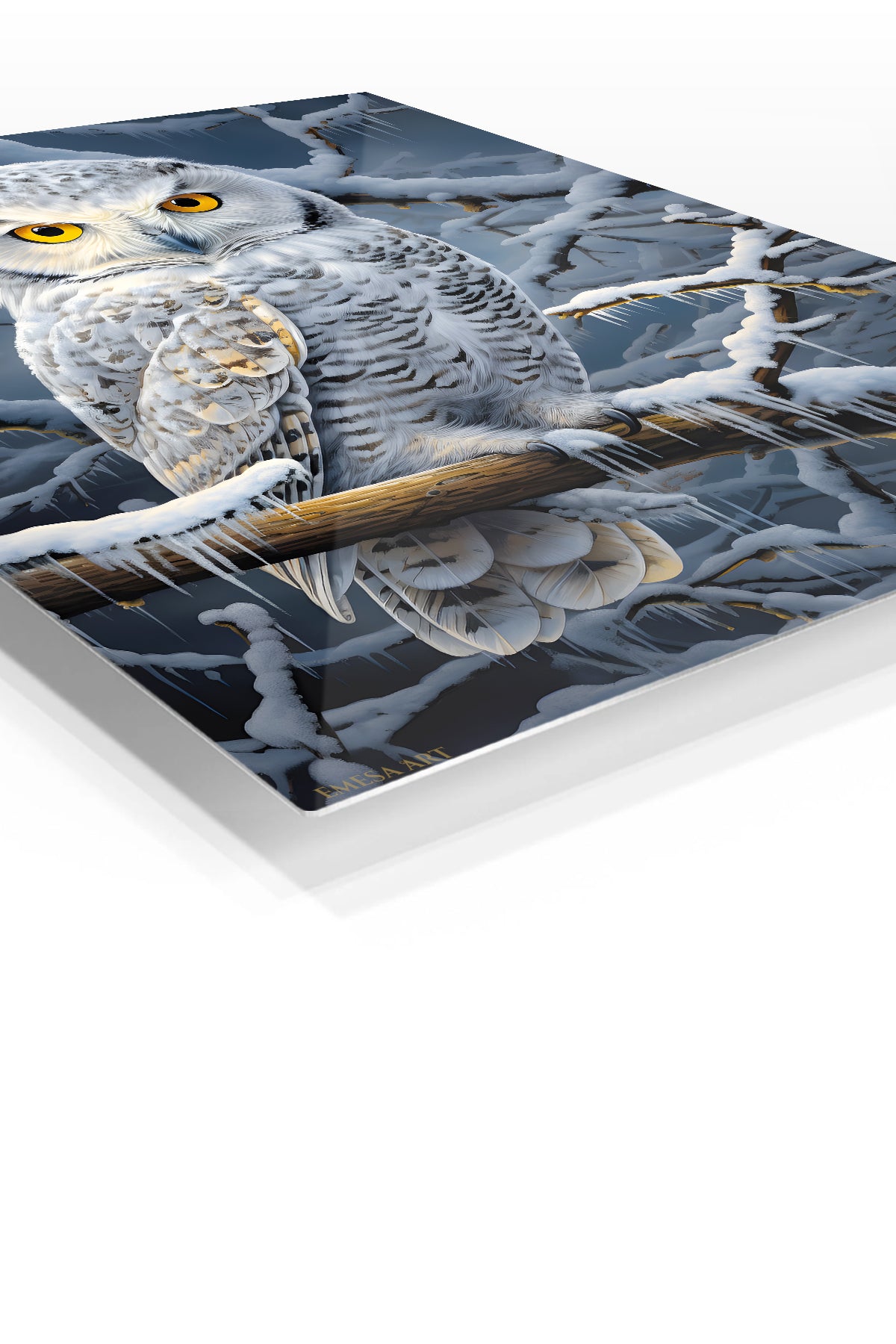 Autumn Leaf Puppy premium metal wall art – angled view