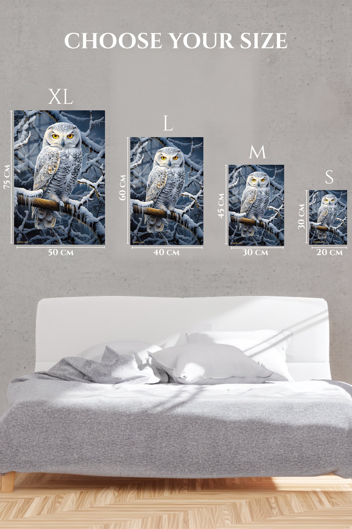 EMESA metal wall art size comparison guide for Autumn Leaf Puppy