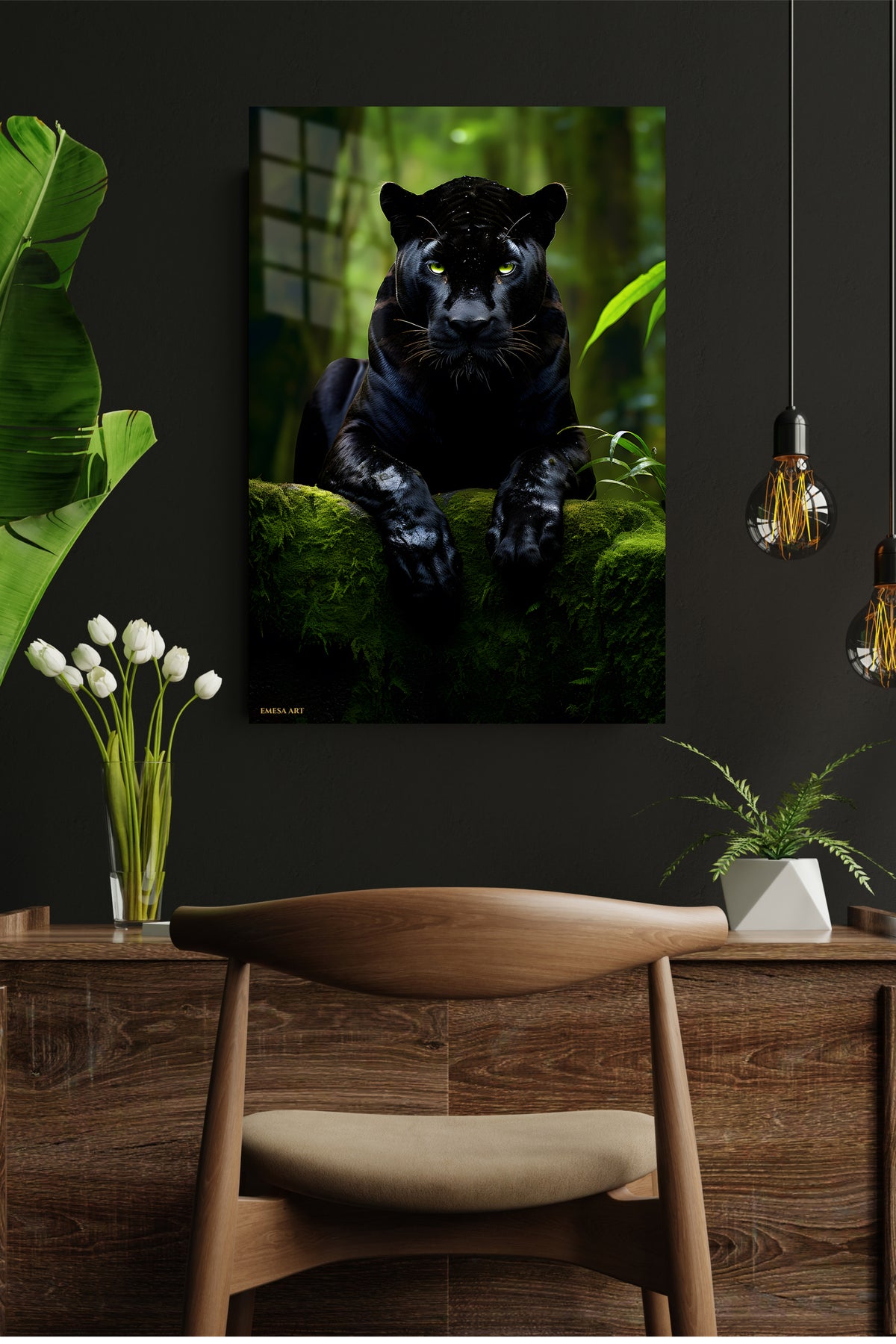 Cool Dog in Red Beanie metal wall art displayed in a modern interior