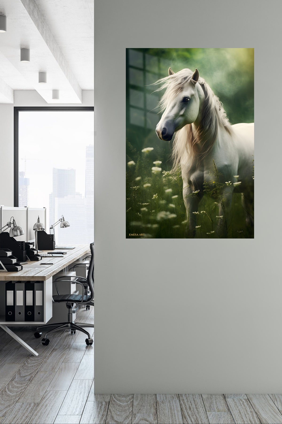 Radiant Betta Among Coral metal wall art displayed in a contemporary living space