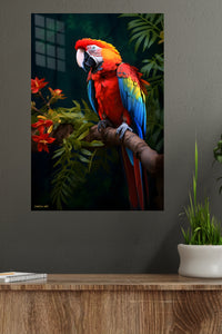 Watchful Jaguar in the Jungle metal wall art displayed in a modern interior