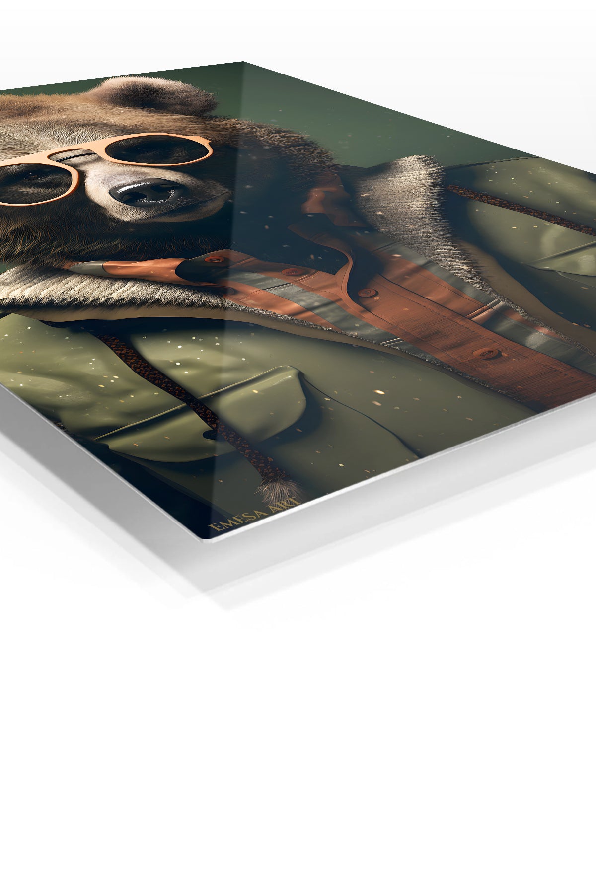 Emerald-Eyed Black Panther premium metal wall art – angled view