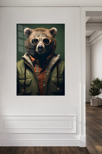 Emerald-Eyed Black Panther metal wall art displayed in a contemporary living space