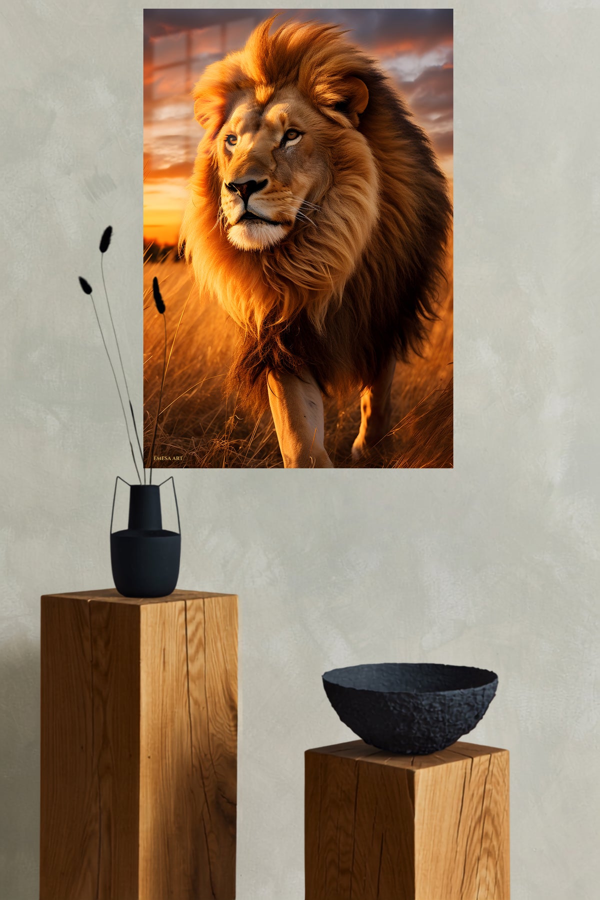 Resting Red Panda metal wall art displayed in a modern interior