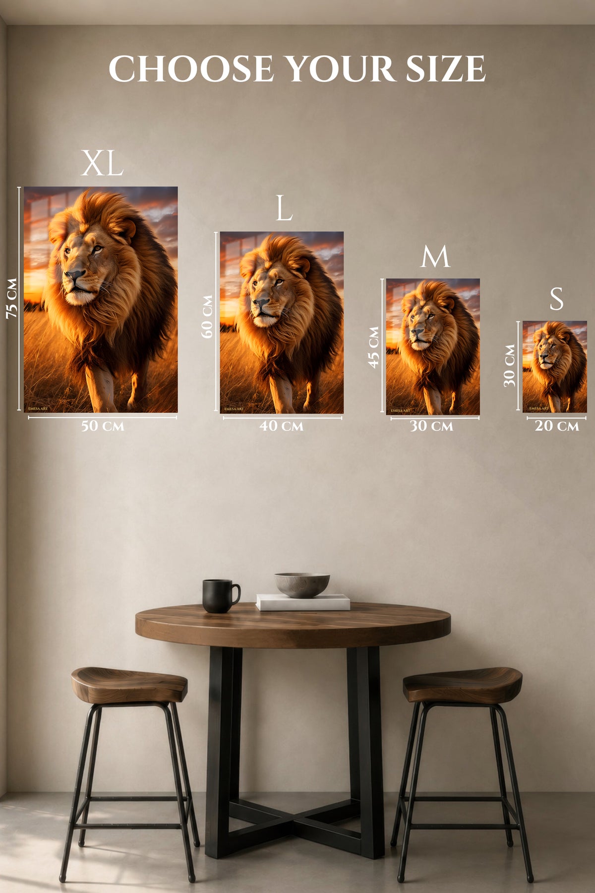 EMESA metal wall art size comparison guide for Resting Red Panda