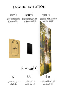 Magnetic mounting installation guide for White Horse in Wildflower Meadow metal wall art