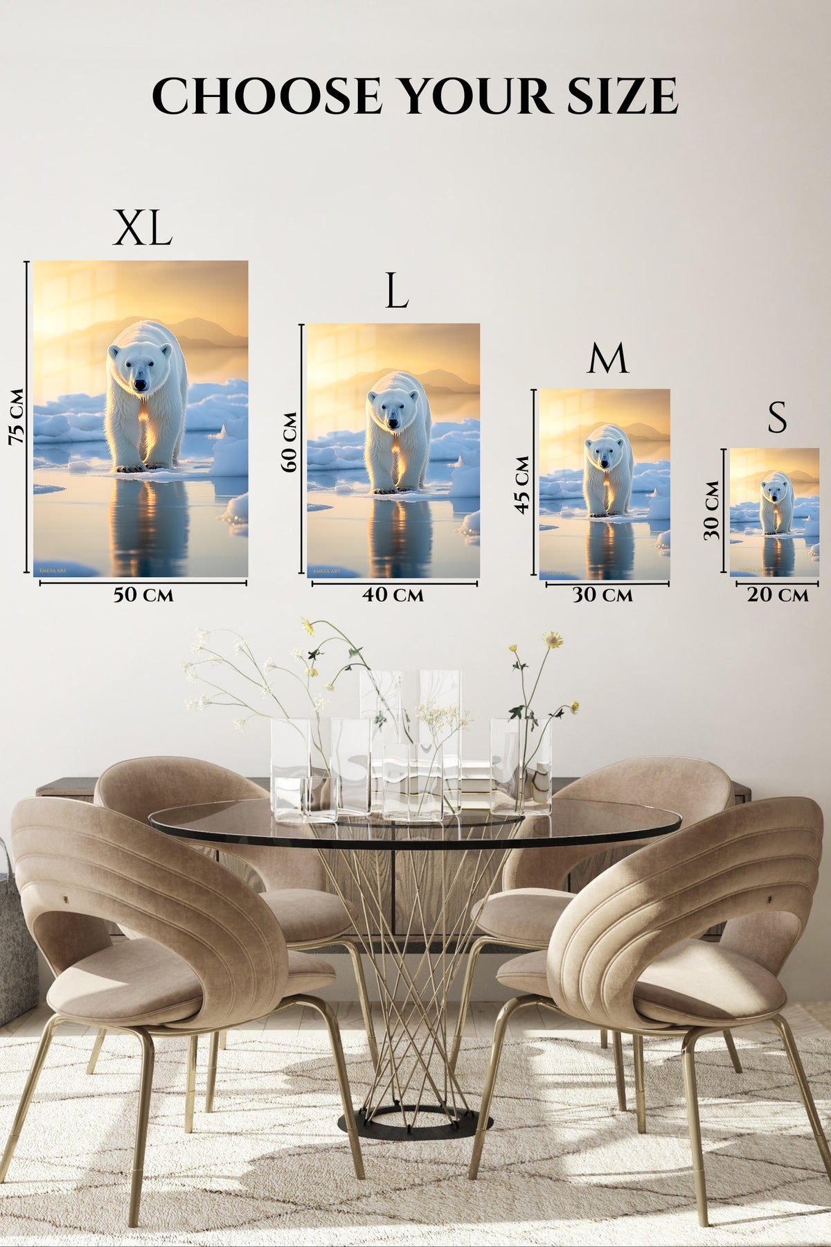 EMESA metal wall art size comparison guide for Scarlet Macaw in the Rainforest