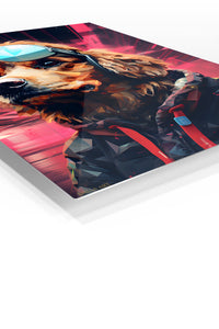 Cool Bear in Sunglasses premium metal wall art – angled view