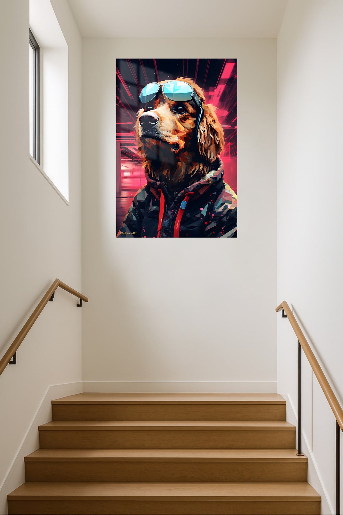 Cool Bear in Sunglasses metal wall art displayed in a contemporary living space