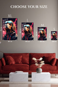 EMESA metal wall art size comparison guide for Cool Bear in Sunglasses