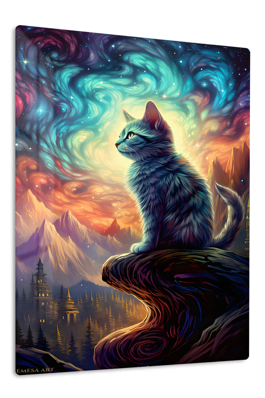Lion at Golden Sunset premium metal wall art – front view
