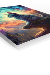 Lion at Golden Sunset premium metal wall art – angled view