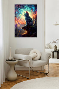 Lion at Golden Sunset metal wall art displayed in a contemporary living space