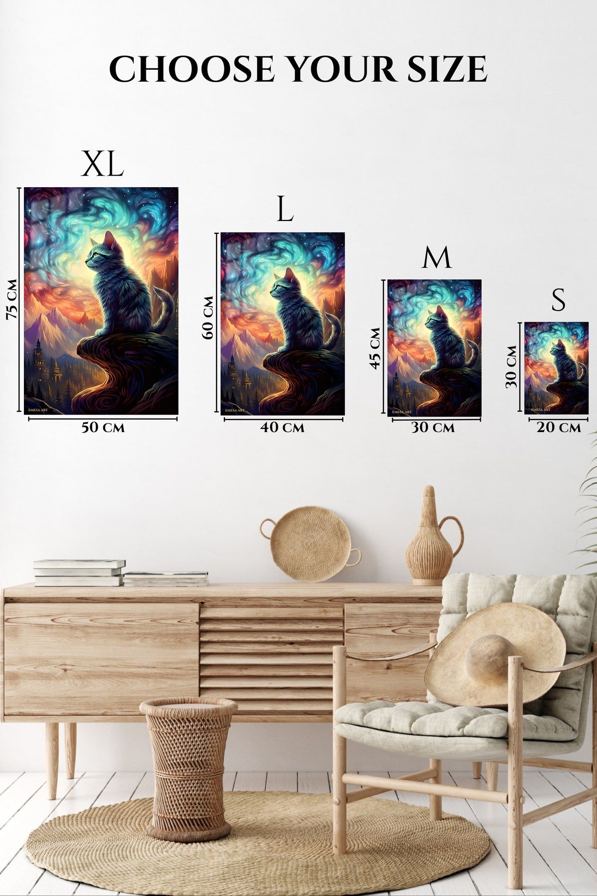 EMESA metal wall art size comparison guide for Lion at Golden Sunset