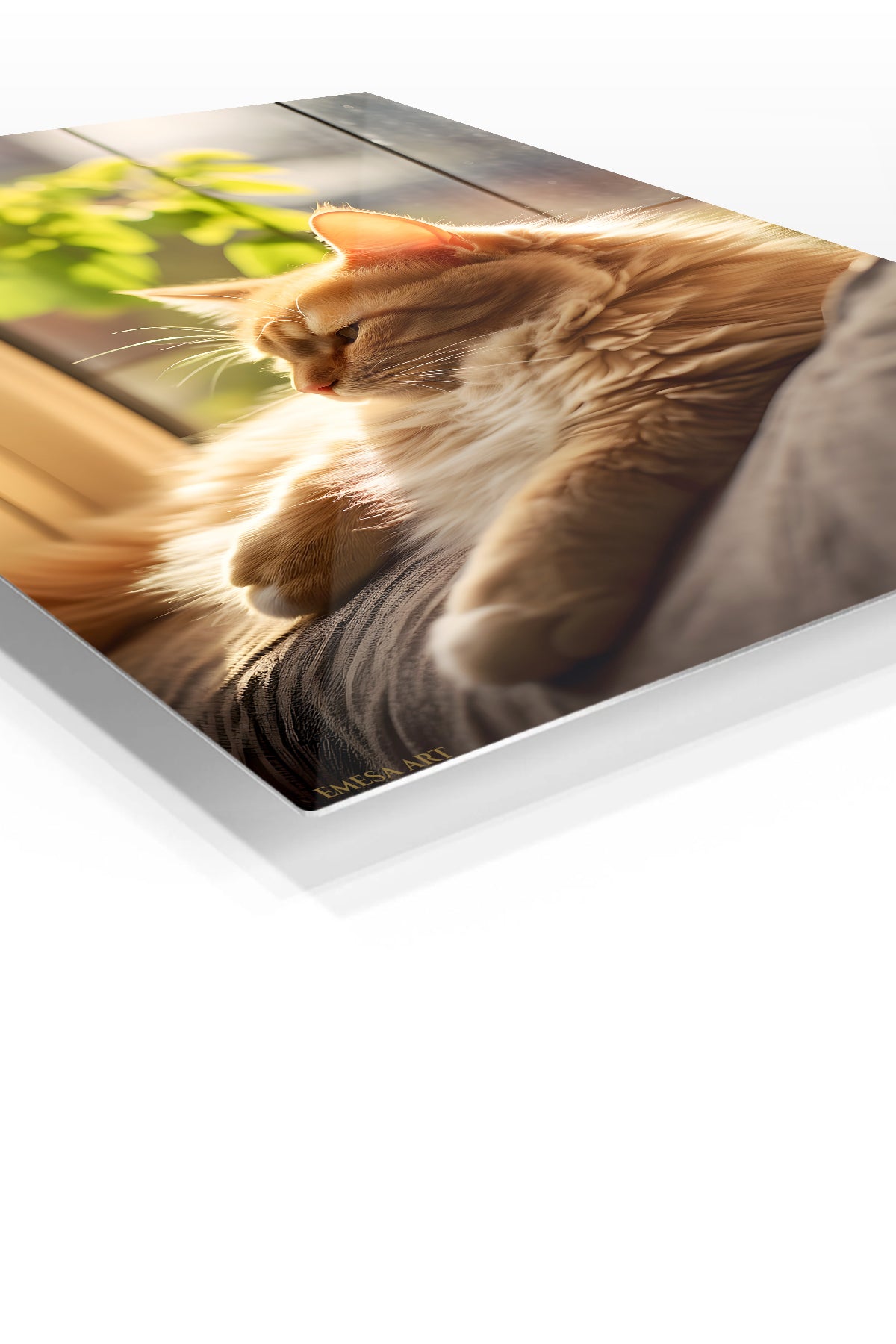 Golden Retriever Water Sprint premium metal wall art – angled view