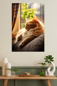 Golden Retriever Water Sprint metal wall art displayed in a modern interior