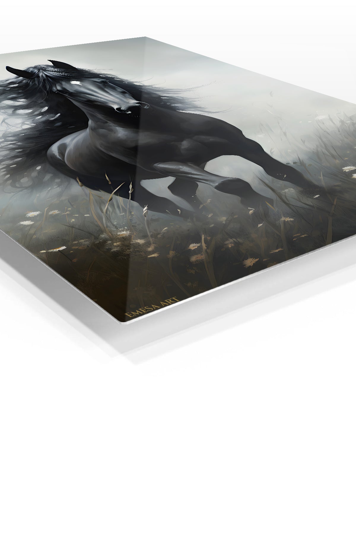 Polar Bear at Golden Dawn premium metal wall art – angled view