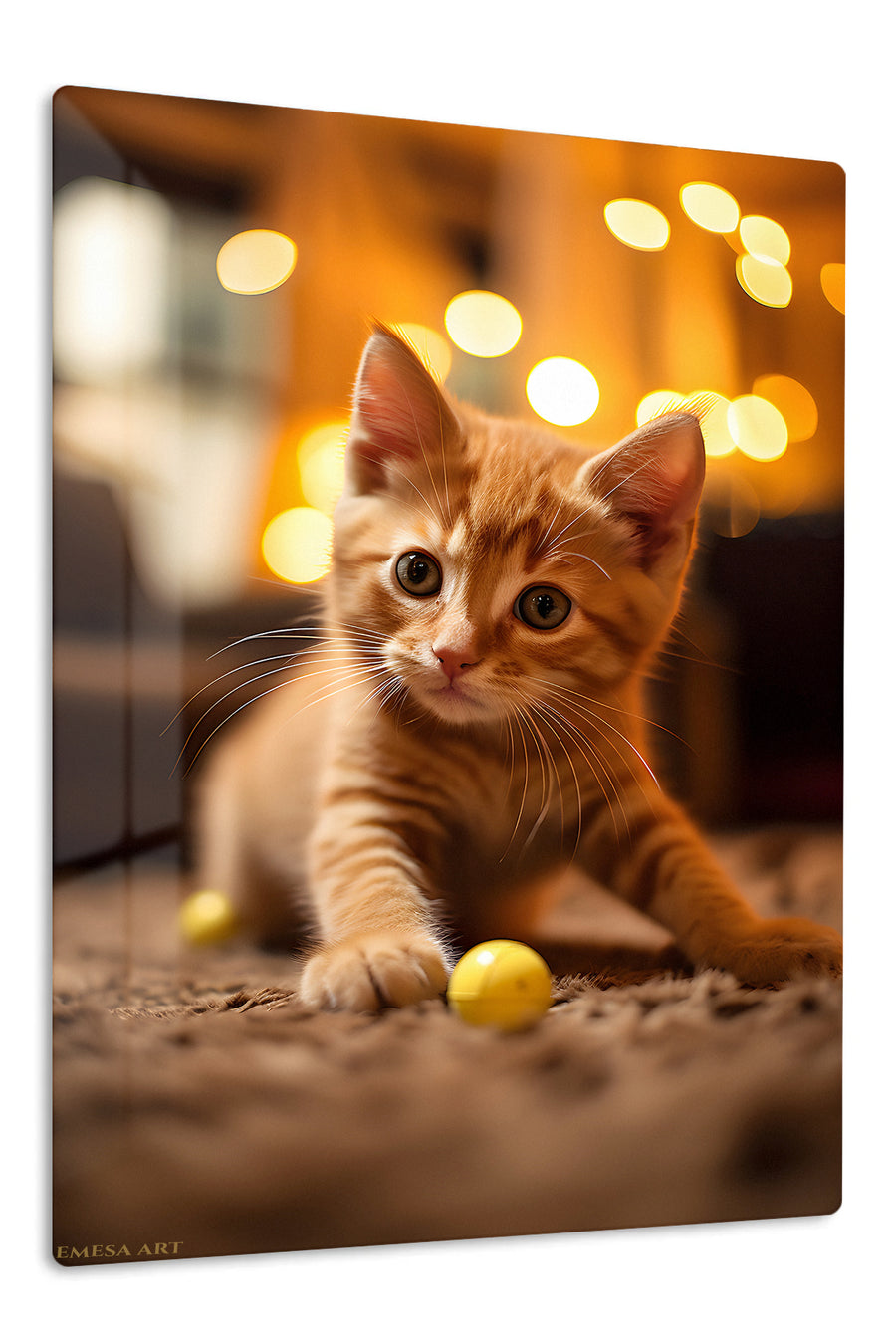 Stargazing Cat Above the Cosmic Valley premium metal wall art – front view