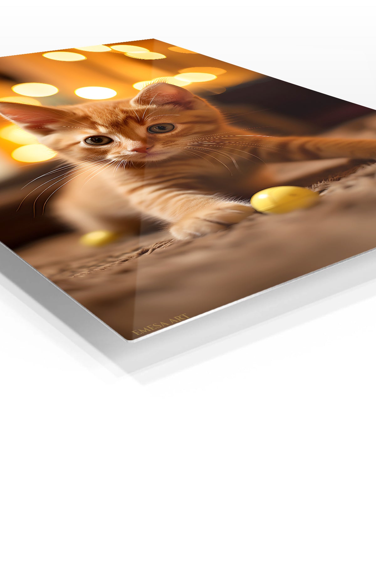 Stargazing Cat Above the Cosmic Valley premium metal wall art – angled view
