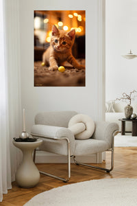 Stargazing Cat Above the Cosmic Valley metal wall art displayed in a contemporary living space