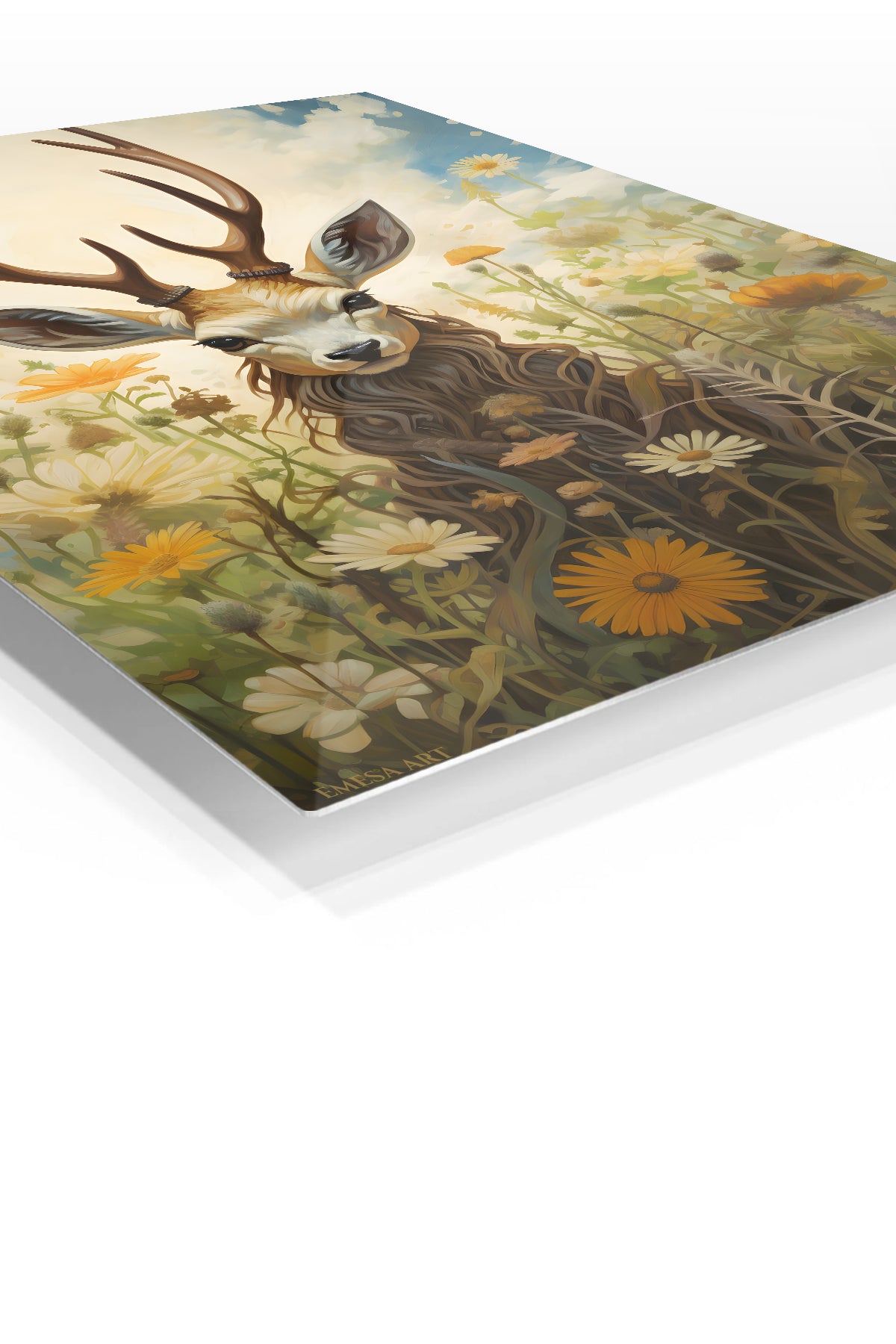 Sunlit Ginger Cat premium metal wall art – angled view