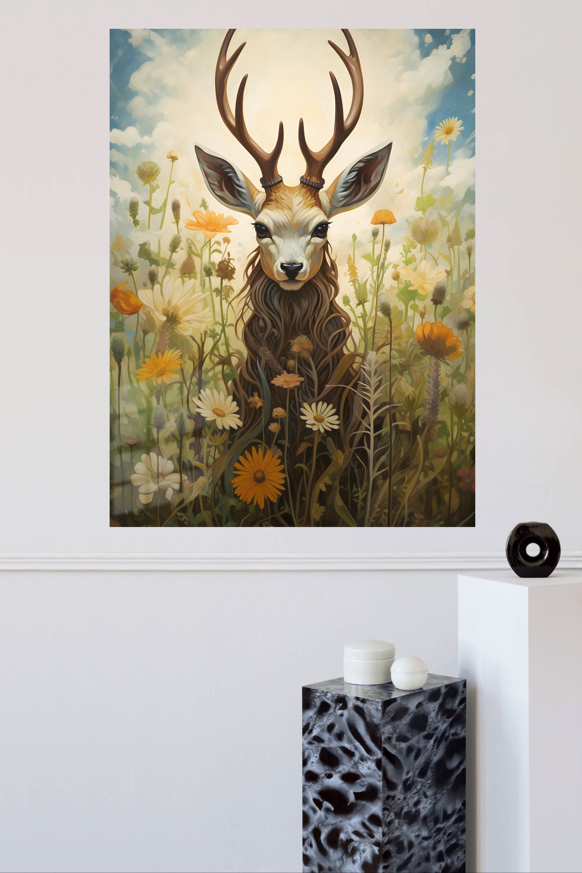 Sunlit Ginger Cat metal wall art displayed in a modern interior