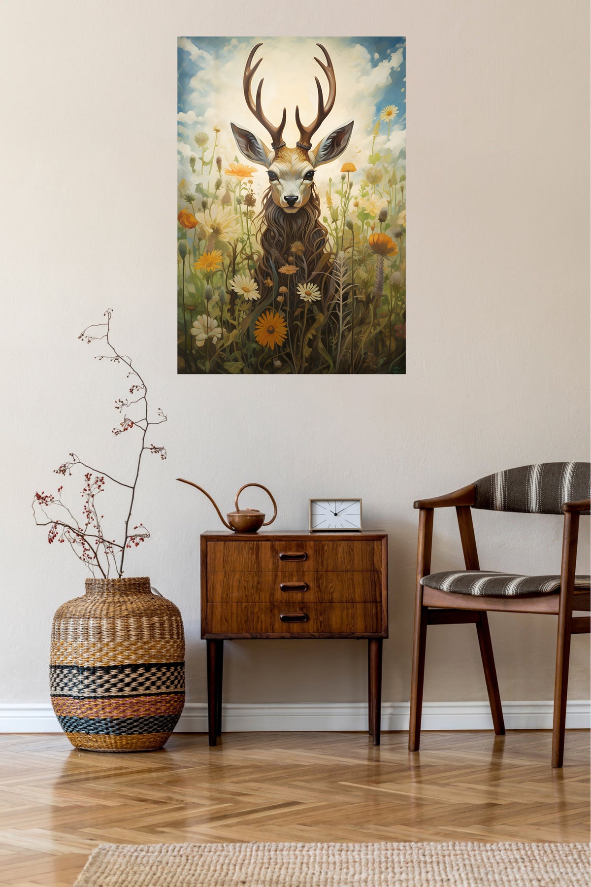 Sunlit Ginger Cat metal wall art displayed in a contemporary living space