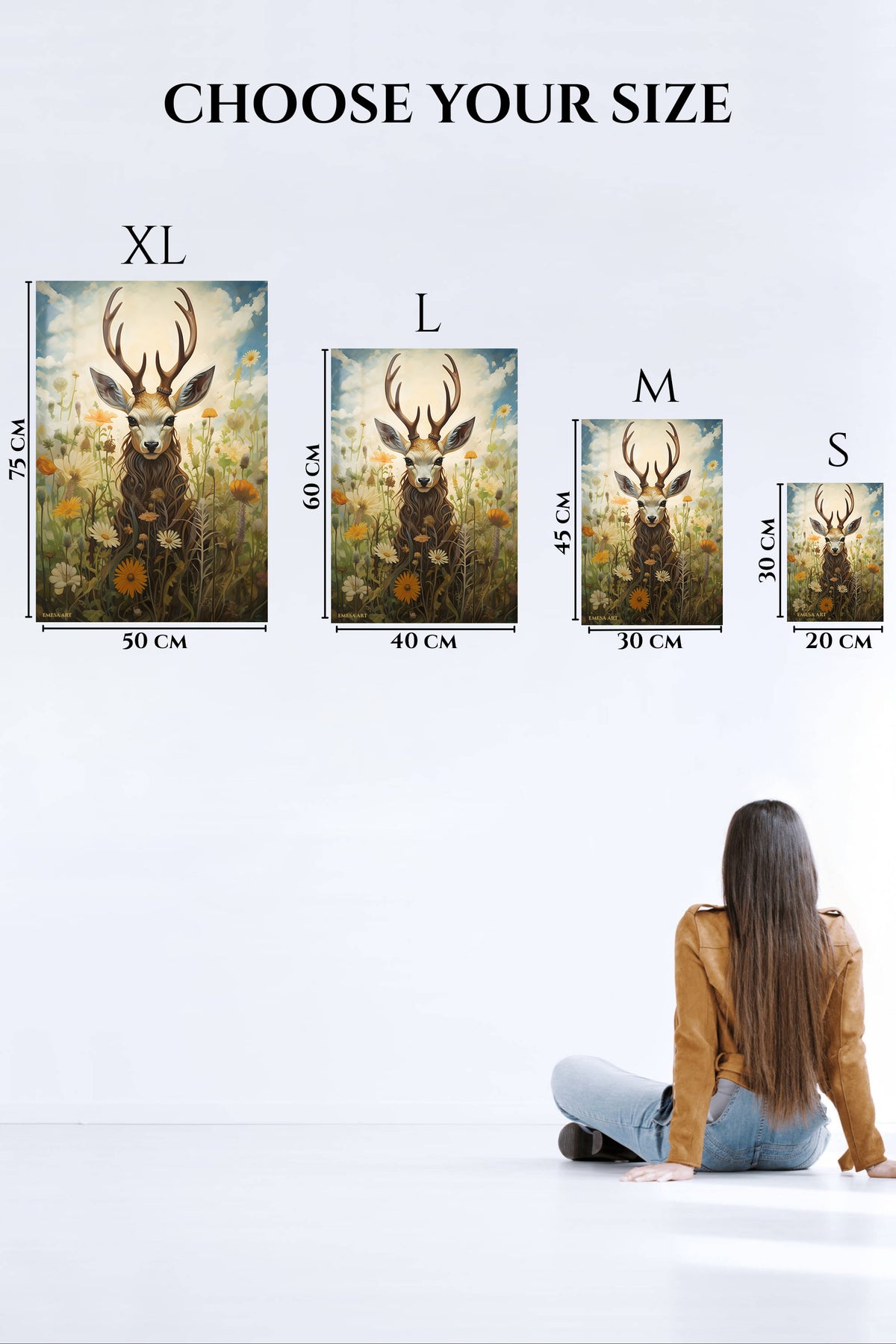 EMESA metal wall art size comparison guide for Sunlit Ginger Cat