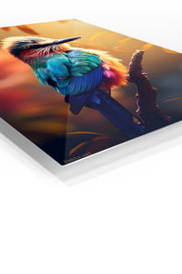 Midnight Stallion in Misty Meadow premium metal wall art – angled view