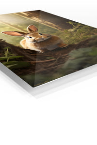 White Horse in a Sunlit Meadow premium metal wall art – angled view