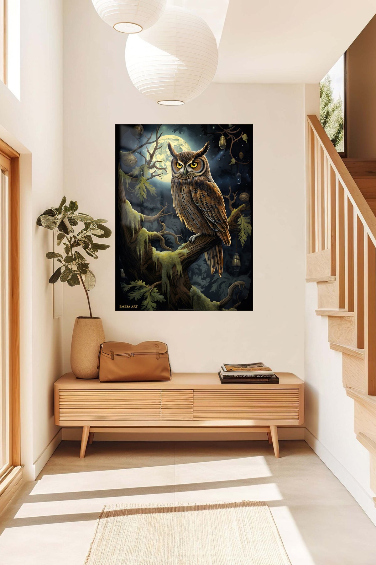 Sunlit Turquoise Kingfisher metal wall art displayed in a contemporary living space