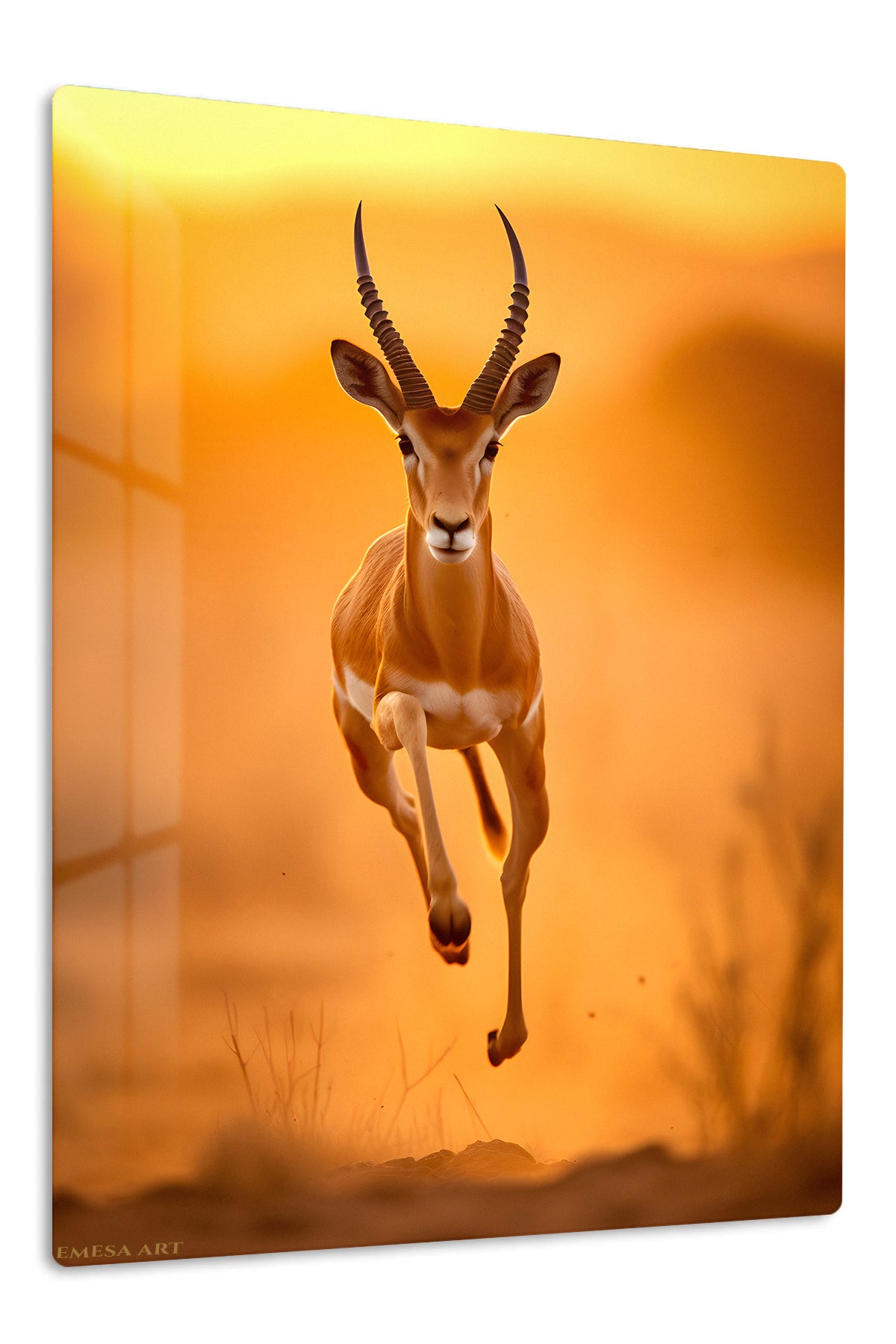 Sunlit Forest Rabbit premium metal wall art – front view