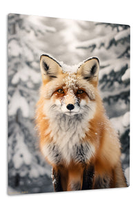 Waving Raccoon in Forest Stream premium metal wall art – front view