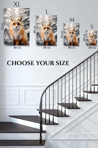 EMESA metal wall art size comparison guide for Waving Raccoon in Forest Stream