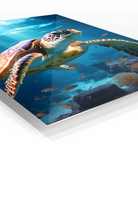 Moonlit Great Horned Owl premium metal wall art – angled view