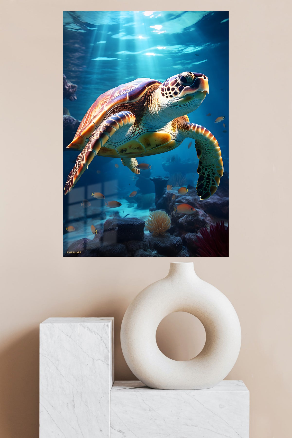 Moonlit Great Horned Owl metal wall art displayed in a modern interior