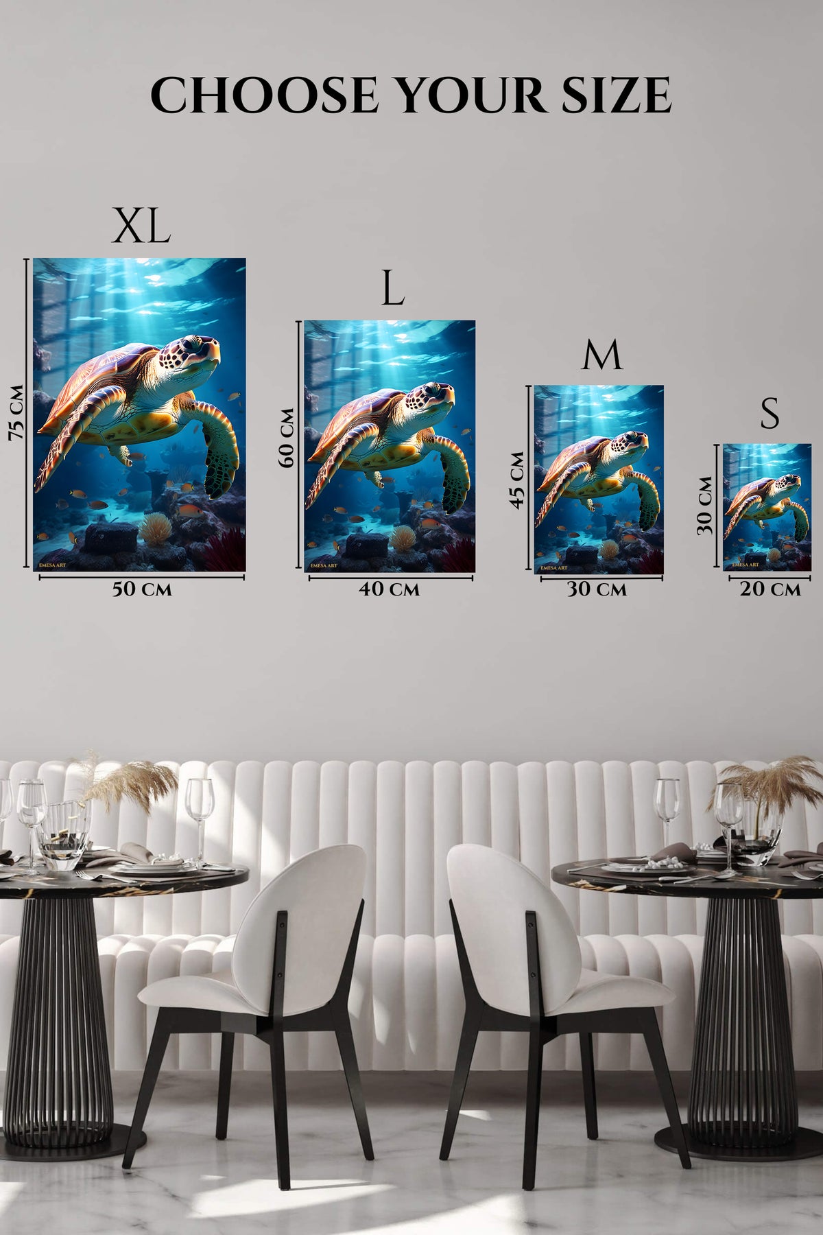 EMESA metal wall art size comparison guide for Moonlit Great Horned Owl