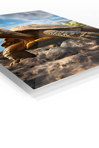 Leaping Antelope at Sunset premium metal wall art – angled view