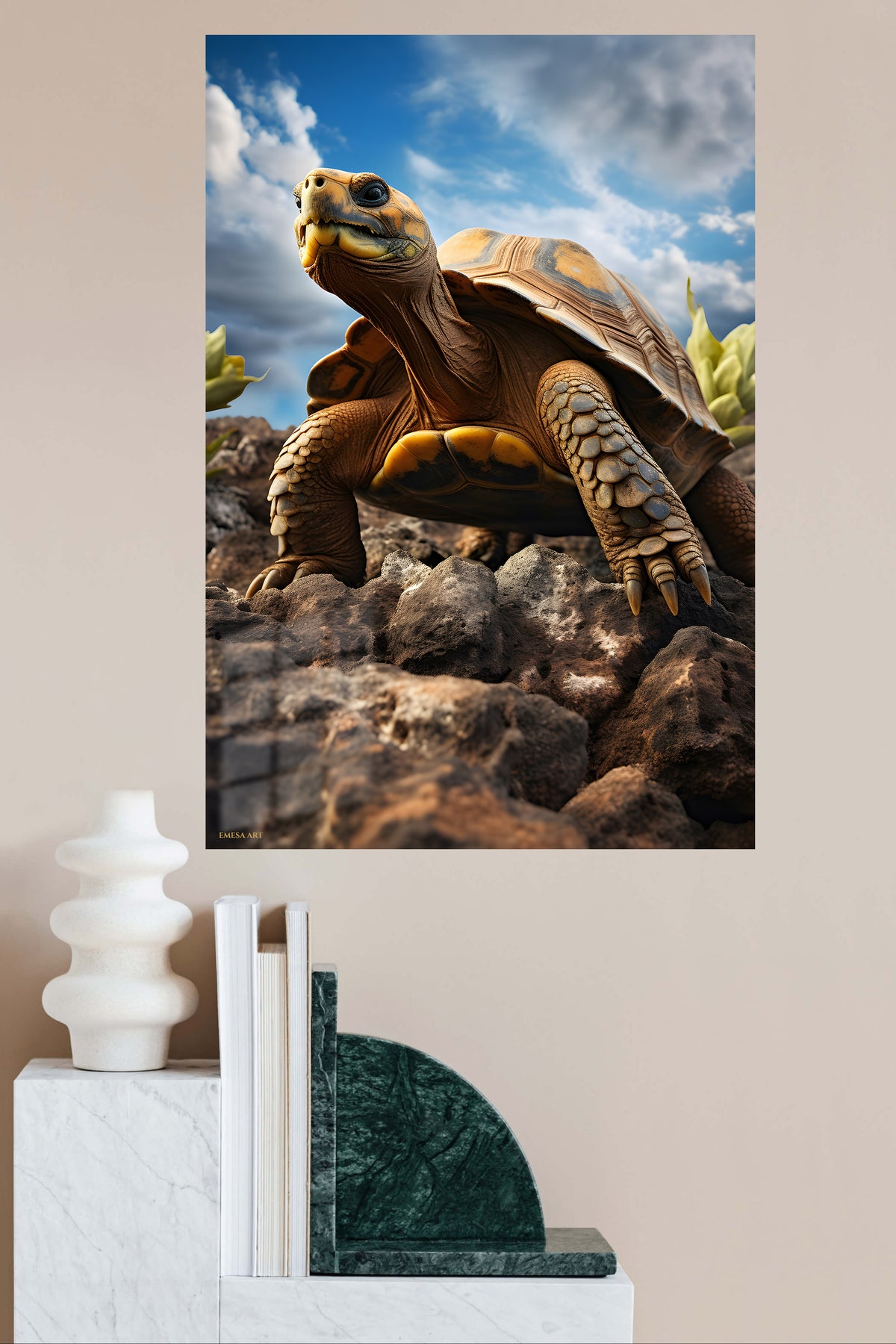 Leaping Antelope at Sunset metal wall art displayed in a modern interior