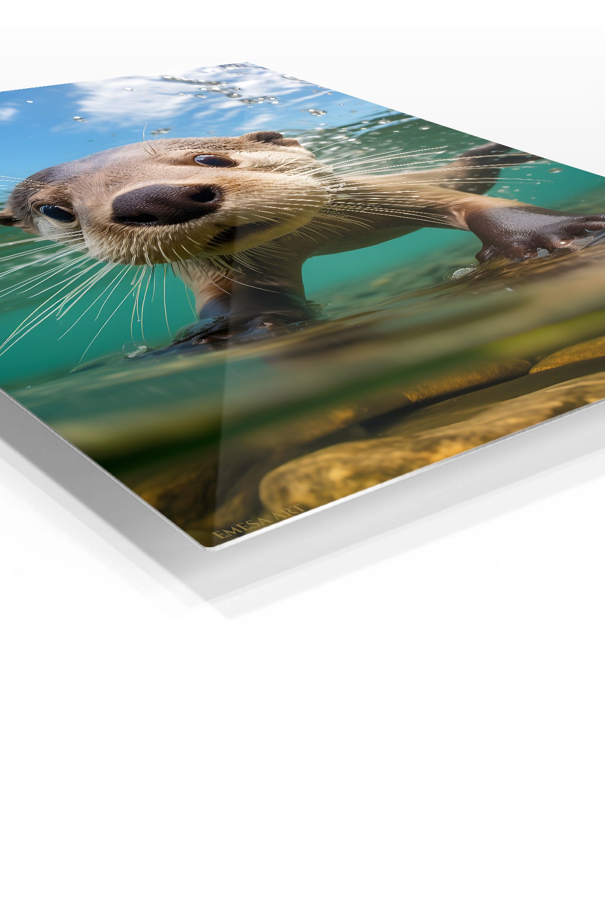 Snow-Dusted Red Fox premium metal wall art – angled view