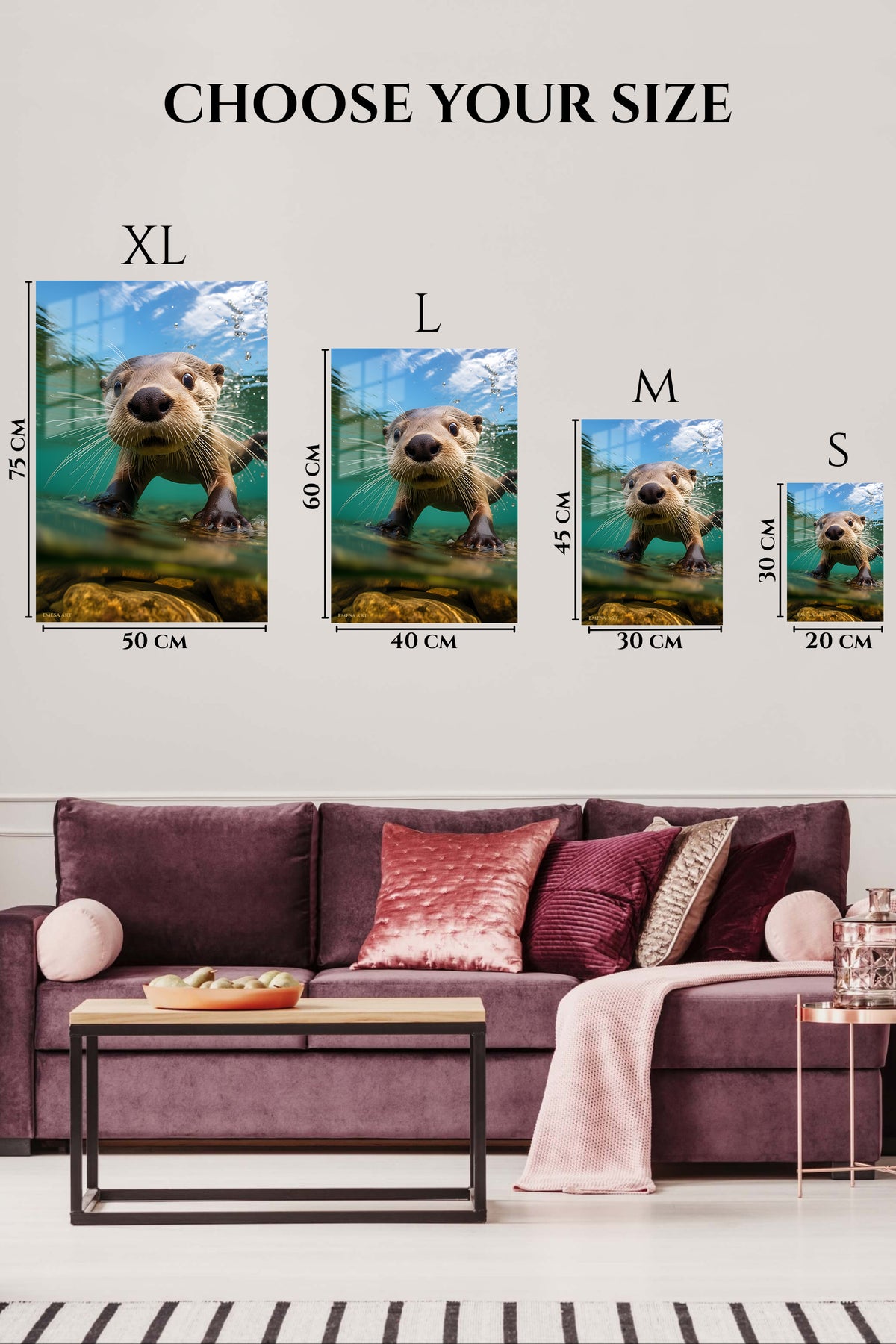EMESA metal wall art size comparison guide for Snow-Dusted Red Fox