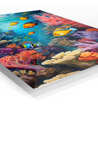 Sunlit Sea Turtle Reef premium metal wall art – angled view