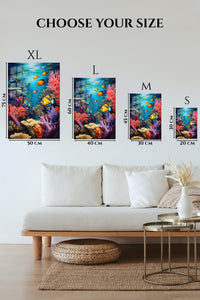 EMESA metal wall art size comparison guide for Sunlit Sea Turtle Reef