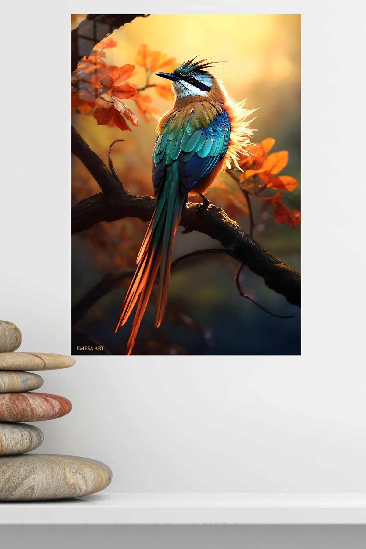 Desert Tortoise Under Blue Skies metal wall art displayed in a modern interior