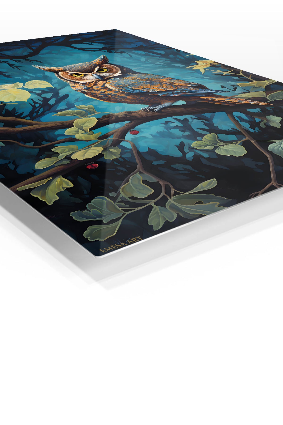 Curious Otter Underwater premium metal wall art – angled view