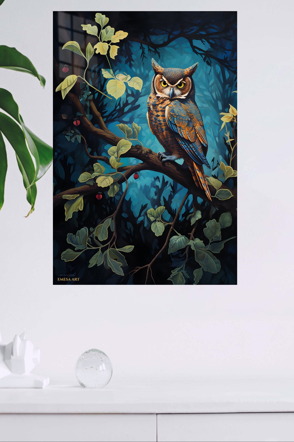 Curious Otter Underwater metal wall art displayed in a modern interior